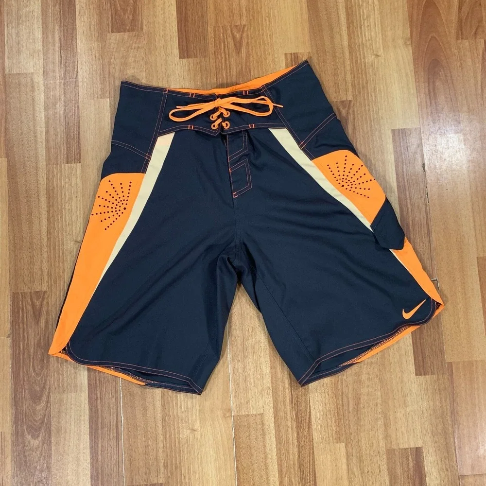 Nike Swim‎ Trunks Mens Size 30 Gray Orange Board Shorts
